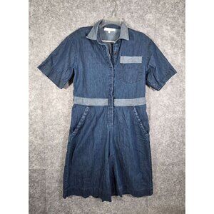 Burning Torch Women's Short Sleeve Romper Blue Chambray Size S